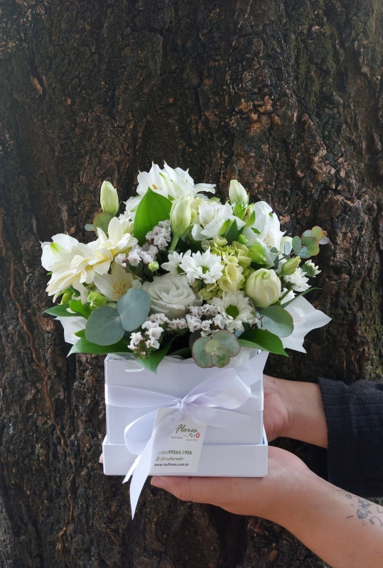 Caixa de flores branca